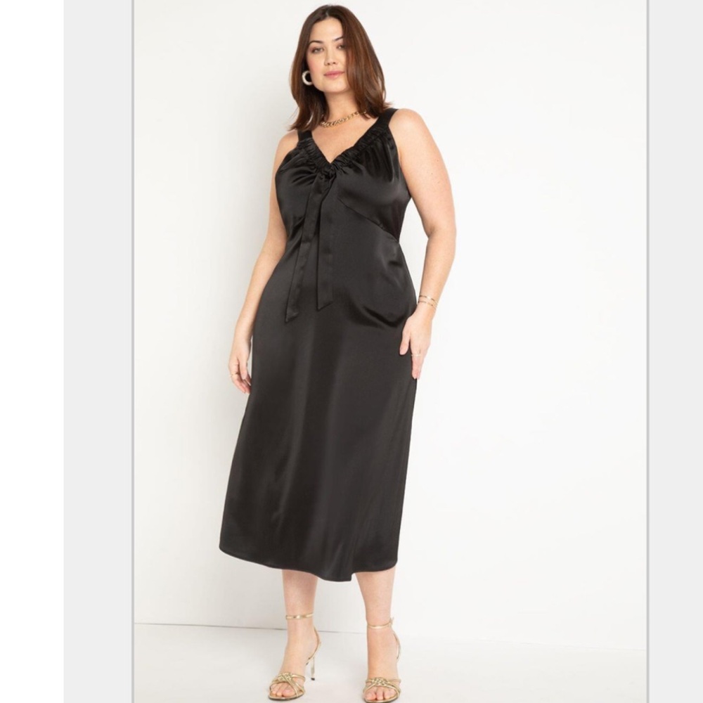 Eloquii Women’s Plus Size Black Satin Slip Dress- Size 20